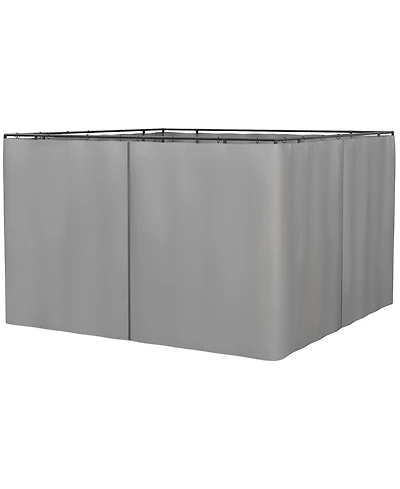 Outsunny 10' x 10' Universal Gazebo Sidewall Set with 4 Panels, 40 Hooks/C-Rings Included for Pergolas & Cabanas, Light Gray