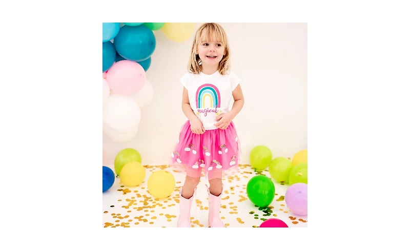 Sweet Wink Little and Big Girls Magical Rainbow Tutu Skirt