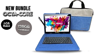 Linsay New 10.1" Tablet Octa Core 128GB Premium Business Bundle with Deluxe Keyboard Case, Briefcase and Pen Stylus Newest Android 14