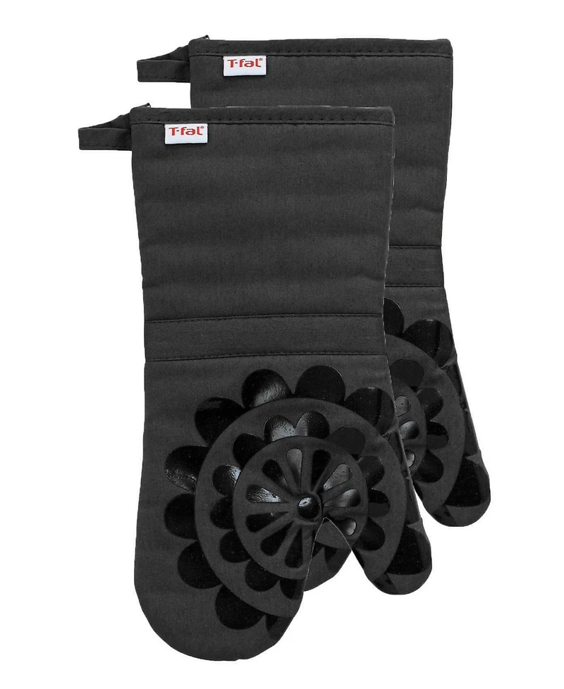 T-Fal Medallion Print Silicone and Cotton Twill Oven Mitt, Set of 2
