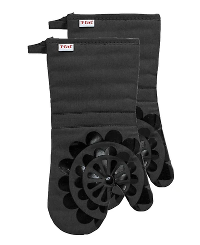 T-Fal Medallion Print Silicone and Cotton Twill Oven Mitt, Set of 2