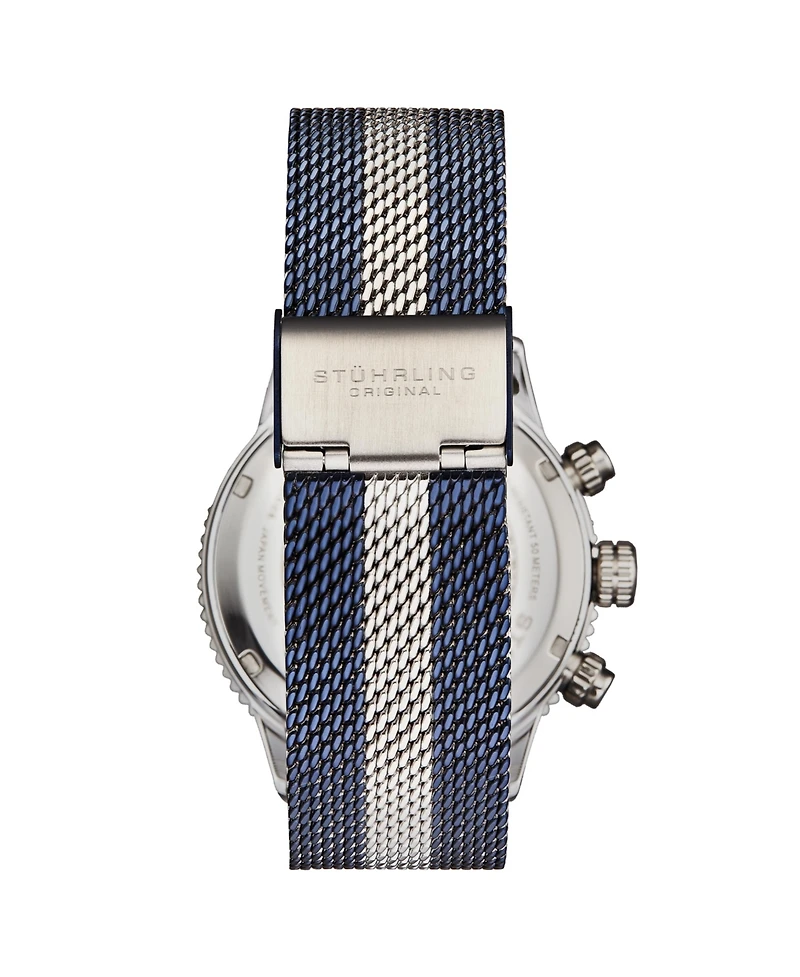 Stuhrling Men's Monaco Blue|Silver-tone Stainless Steel , Blue Dial , 47mm Round Watch