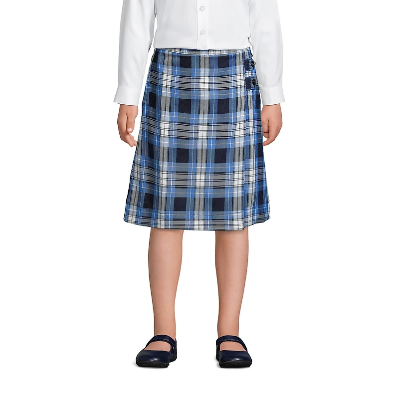 Lands' End Big Girls School Uniform Slim Plaid A-line Skirt Below the Knee
