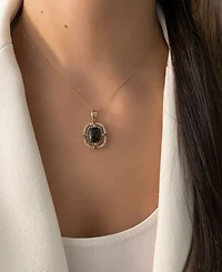 Le Vian Chocolate Quartz (3-1/2 ct. t.w.) & Diamond (3/4 ct. t.w.) Double Halo Pendant Necklace in 14k Rose Gold, 18" + 2" extender