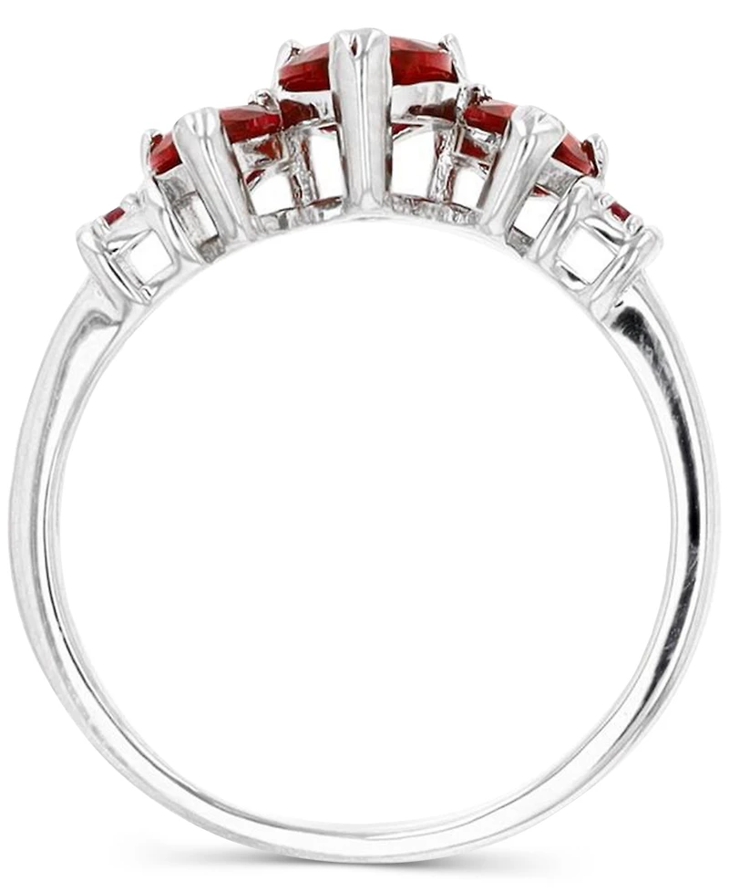 Lab-Grown Ruby Heart Graduated Ring (1-3/8 ct. t.w.) in Sterling Silver