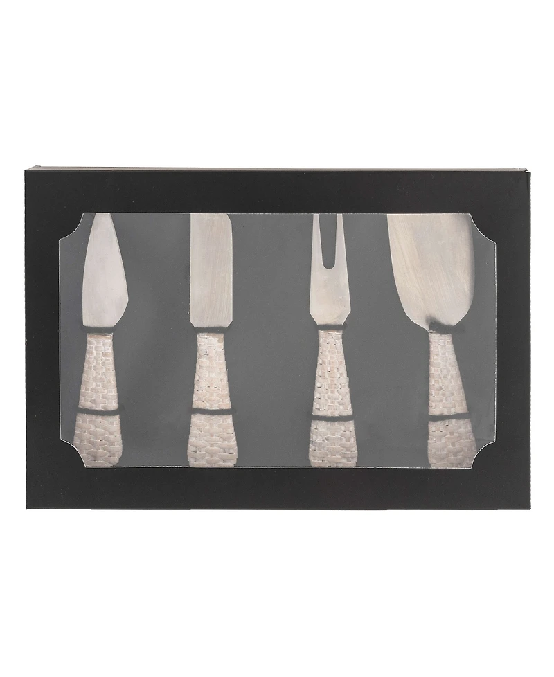 Artifacts Rattan Rattan Stainless-Steel Cheese Knives (Set of 4) - with Gift Box