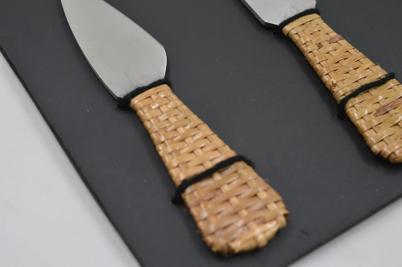 Artifacts Trading Company Artifacts Rattan Rattan Stainless-Steel Cheese Knives (Set of 4) - with Gift Box