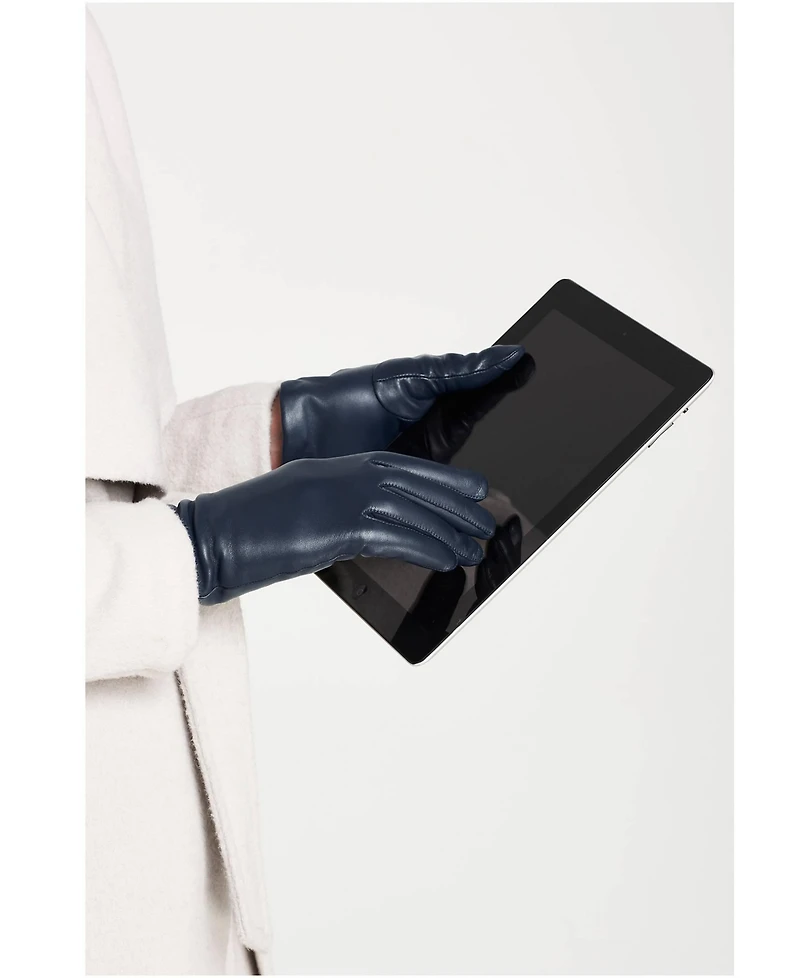 Lands' End Women's Ez Touch Screen Lined Leather Gloves