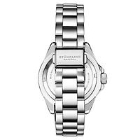 Stuhrling Women's Quartz Silver Alloy Case, Silver Ss Link Bracelet Watch Moonphase  Crystal Studded Bezel White Mother-of-Pearl Dial