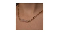 Joey Baby 18K Gold Plated Chain with Rose Quartz - Sandrine Necklace 17" For Women