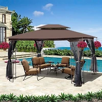 13 X 10 Outdoor Patio Gazebo Canopy Tent With Ventilated Double Roof And Mosquito Net