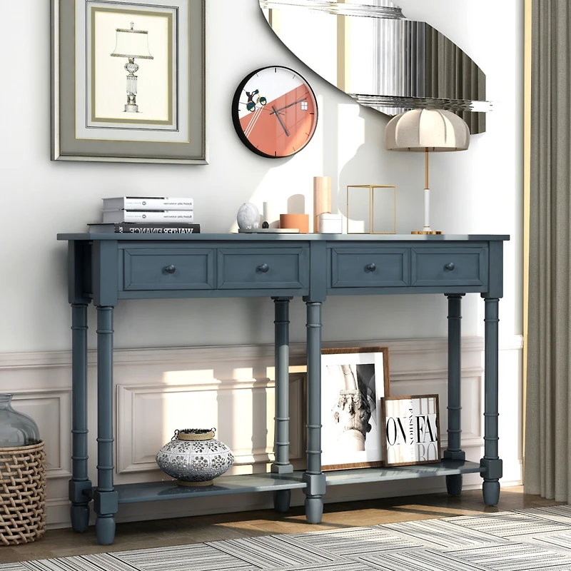 Simplie Fun Console Table Sofa Table Easy Assembly With Two Storage Drawers And Bottom Shelf