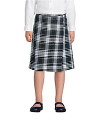 Lands' End Girls School Uniform Plaid A-line Skirt Below the Knee