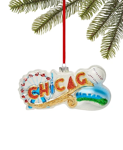 Holiday Lane Chicago Icons Glittered Glass Ornament, Exclusively at Macy's