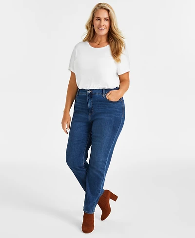 Style & Co Plus Size High-Rise Straight-Leg Jeans, Exclusively at Macy's