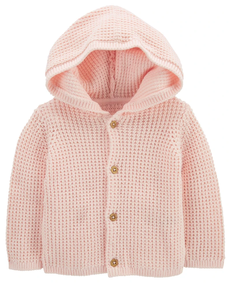 Carter's Baby Girls Hooded Button Down Long Sleeved Cardigan