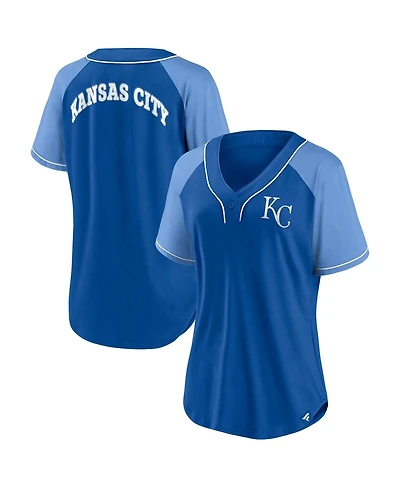 Women's Fanatics Royal Kansas City Royals Ultimate Style Raglan V-Neck T-shirt