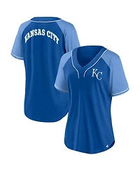 Women's Fanatics Royal Kansas City Royals Ultimate Style Raglan V-Neck T-shirt