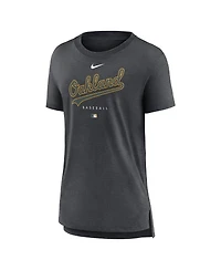 Women's Nike Heather Charcoal Oakland Athletics Authentic Collection Early Work Tri-Blend T-shirt