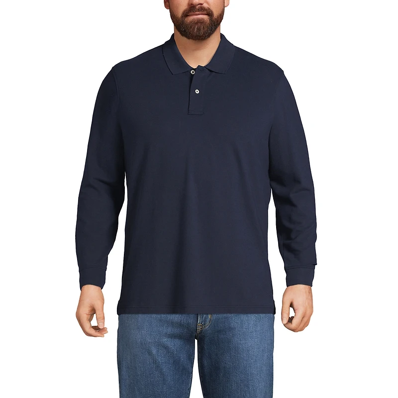 Lands' End Men's Big and Tall Comfort First Long Sleeve Mesh Polo Shirt