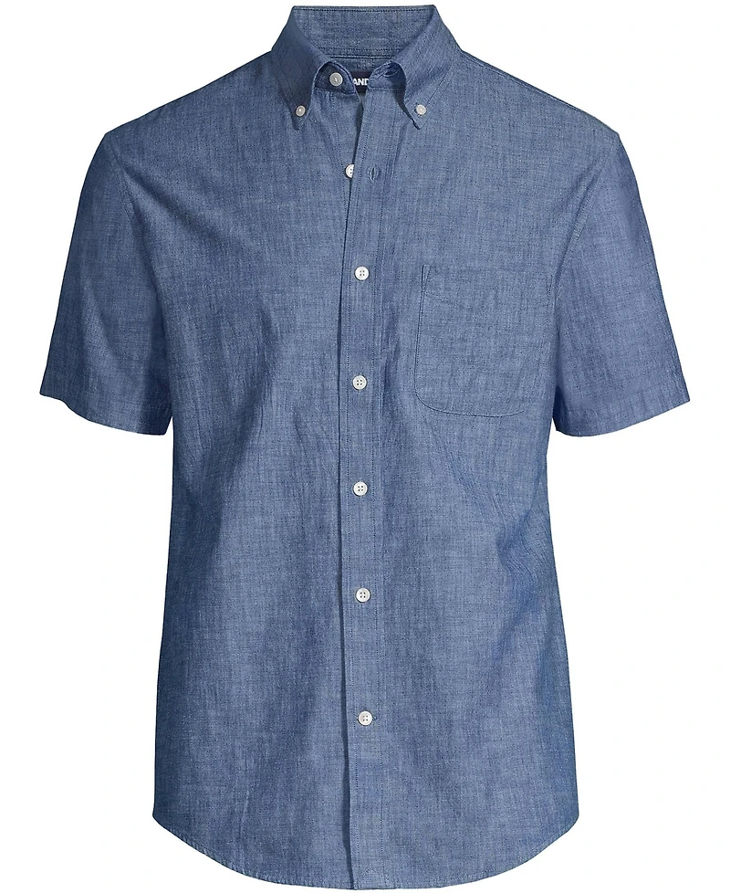Lands' End Big & Tall Short Sleeve Button Down Chambray Shirt