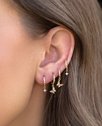 Girls Crew Faux Cubic Zirconia Fly with me Butterfly Hoops Earrings