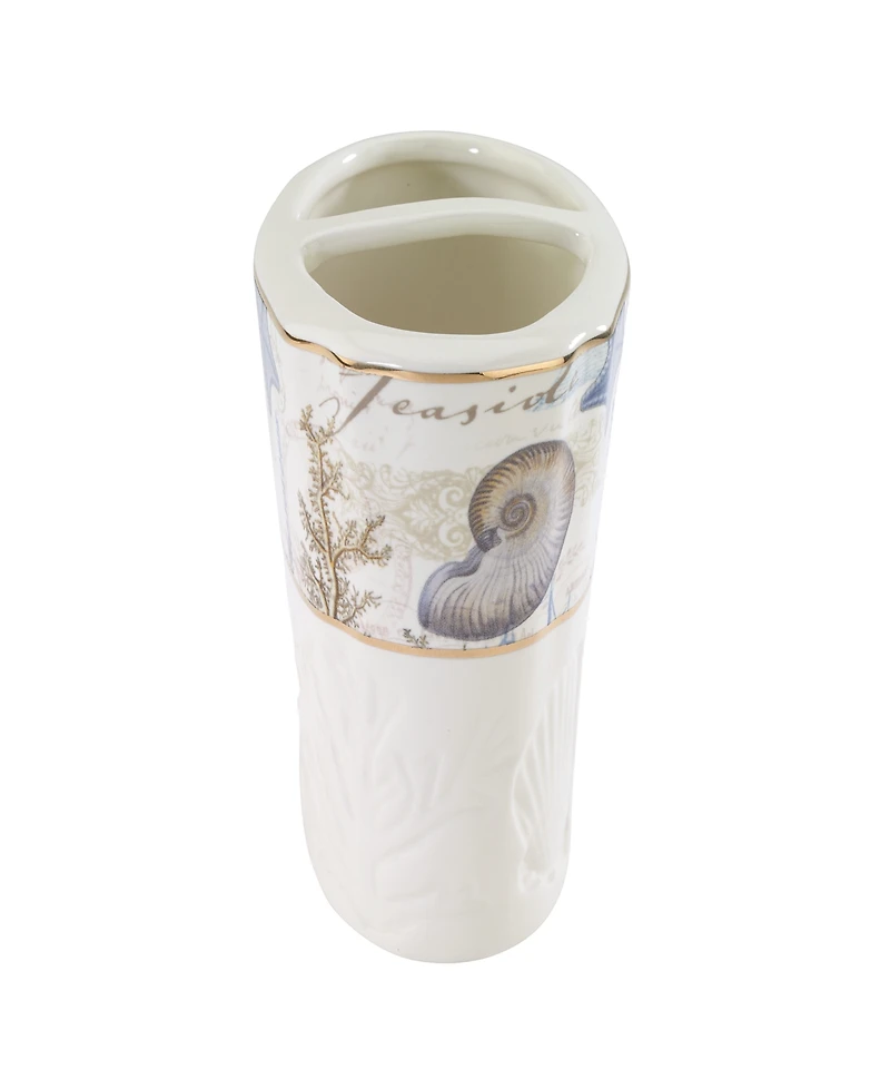 Avanti Antigua Starfish & Seashells Ceramic Toothbrush Holder