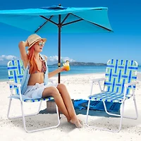 2PCS Folding Beach Chair Camping Lawn Webbing Chair Lightweight 1 Position