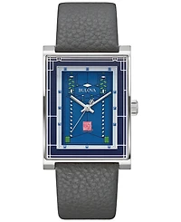 Bulova Men's Frank Lloyd Wright Robie House Gray Leather Strap Watch 31mm
