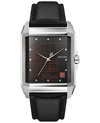 Bulova Men's Frank Lloyd Wright "December Gifts" Black Leather Strap Watch 35mm