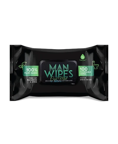 Pursonic 12 Pack of Flushable Man Wipes (1200 Mint Scented Wipes)