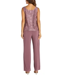 R & M Richards 3-Pc. Sequined Lace Pantsuit Jacket