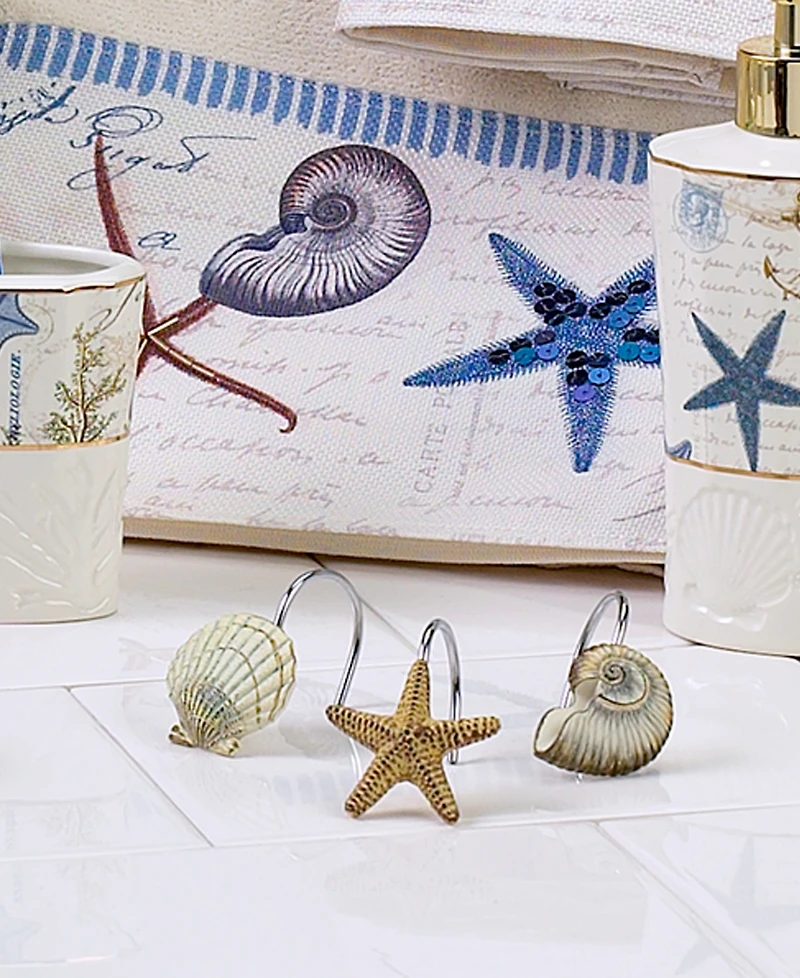 Avanti Antigua Starfish & Seashells Ceramic 12-Pc. Shower Curtain Hooks