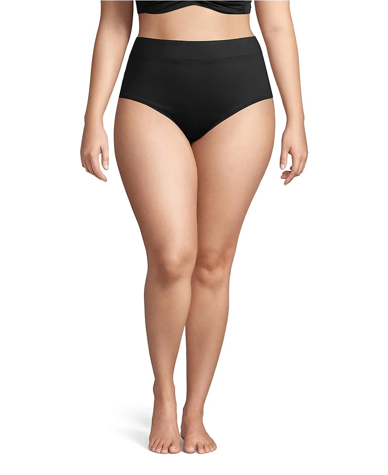 Lands' End Plus Tummy Control High Waisted Bikini Swim Bottoms