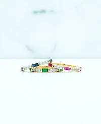 Lab-Grown Emerald (1/3 ct. t.w.) & Lab-Grown White Sapphire (1/5 ct. t.w.) Stack Ring in 14k Gold-Plated Sterling Silver