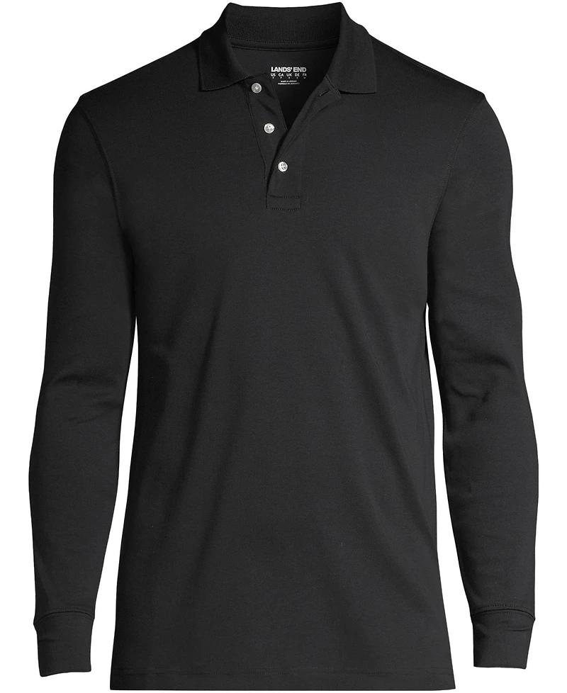 Lands' End Men's School Uniform Long Sleeve Interlock Polo Shirt