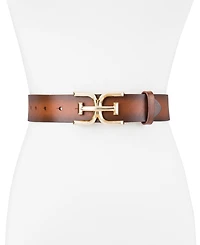 Sam Edelman Women's Brass-Tone Double-e Plaque Buckle Casual Belt