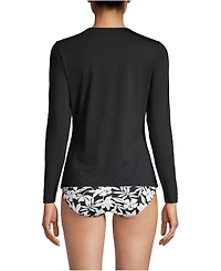 Lands' End Women's Long Torso SunShade Upf 50 Sleeve Relaxed Rash Guard