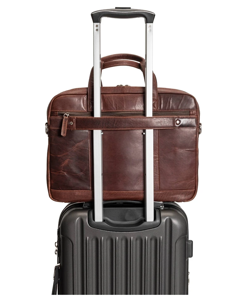 Mancini Men's Buffalo Double Compartment Briefcase for 15.6" Laptop and Tablet