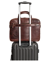 Mancini Men's Buffalo Double Compartment Briefcase for 15.6" Laptop and Tablet