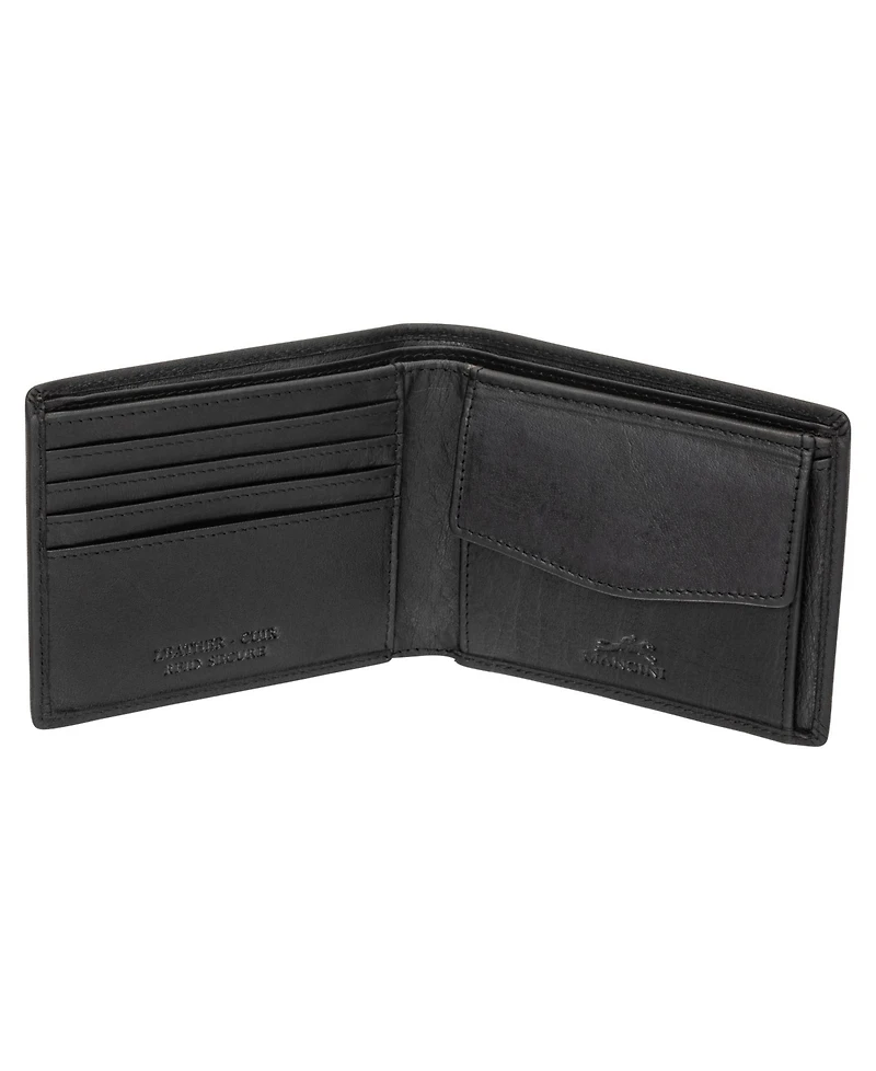 Mancini Men's Buffalo Rfid Secure Wallet with Coin Pocket