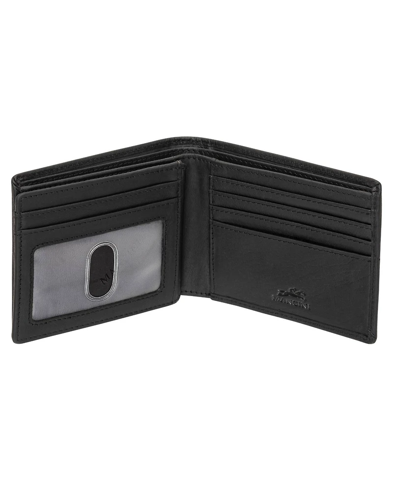 Mancini Men's Buffalo Rfid Secure Center Wing Billfold Wallet