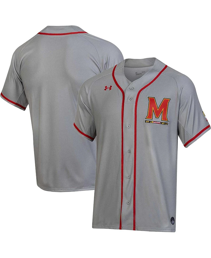 Men's Under Armour Gray Maryland Terrapins Replica Baseball Jersey