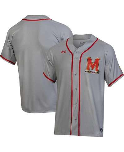 Men's Under Armour Gray Maryland Terrapins Replica Baseball Jersey