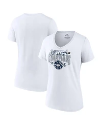 Women's Fanatics White UConn Huskies 2023 Ncaa Men's Basketball National Champions Confetti V-Neck T-shirt