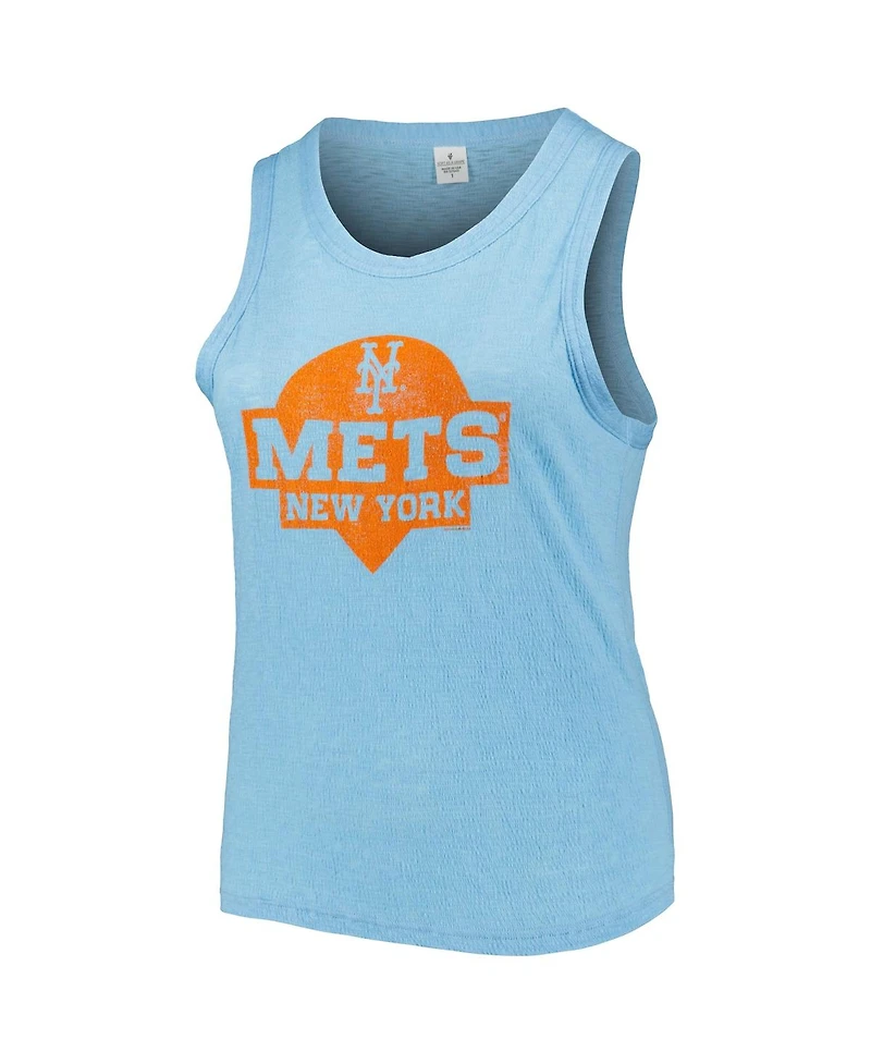 Women's Soft As A Grape Light Blue New York Mets Plus Size High Neck Tri-Blend Tank Top
