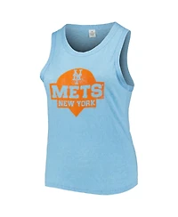 Women's Soft As A Grape Light Blue New York Mets Plus Size High Neck Tri-Blend Tank Top