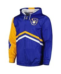 Men's Mitchell & Ness Royal Milwaukee Brewers Undeniable Full-Zip Hoodie Windbreaker Jacket