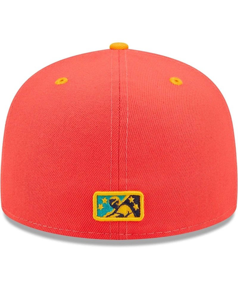 Men's New Era Coral, Turquoise Gallos De Delmarva Copa La Diversion 59FIFTY Fitted Hat
