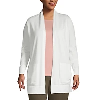 Lands' End Plus Long Sleeve Open Cardigan Sweater